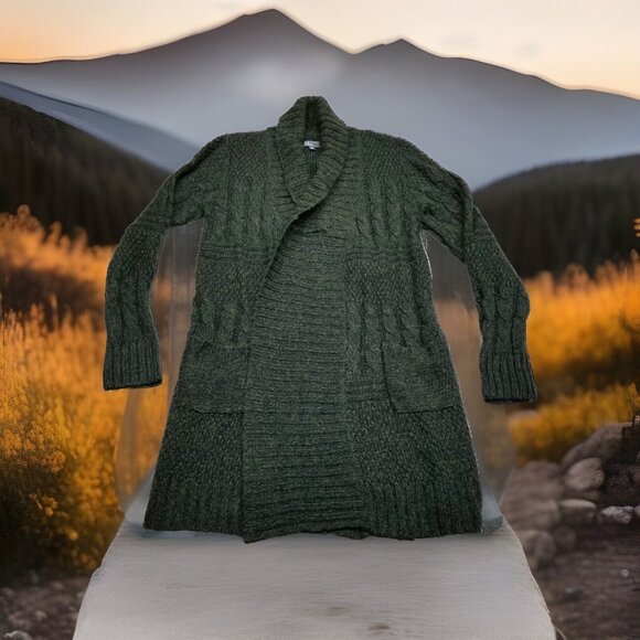 89th & Madison Sweaters - ✅Womens S 89th & Madison Green Long Cardigan Sweater Chunky Cable Knit Duster